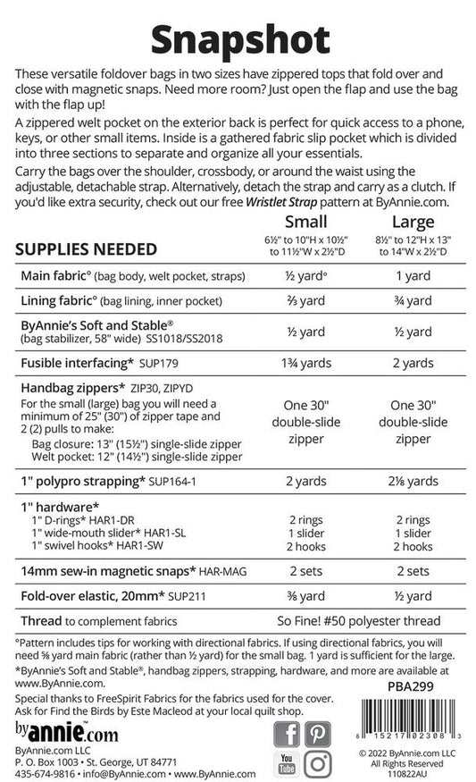 Snapshot Bag Pattern - Everything Fabric