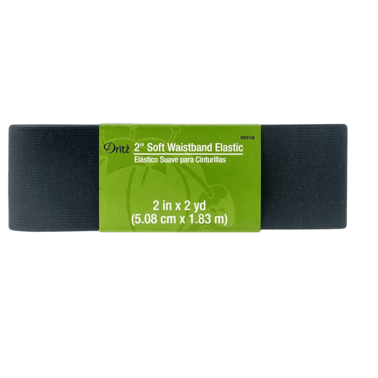 Soft Waistband Elastic BLACK - 38 mm x 2yds - Everything Fabric