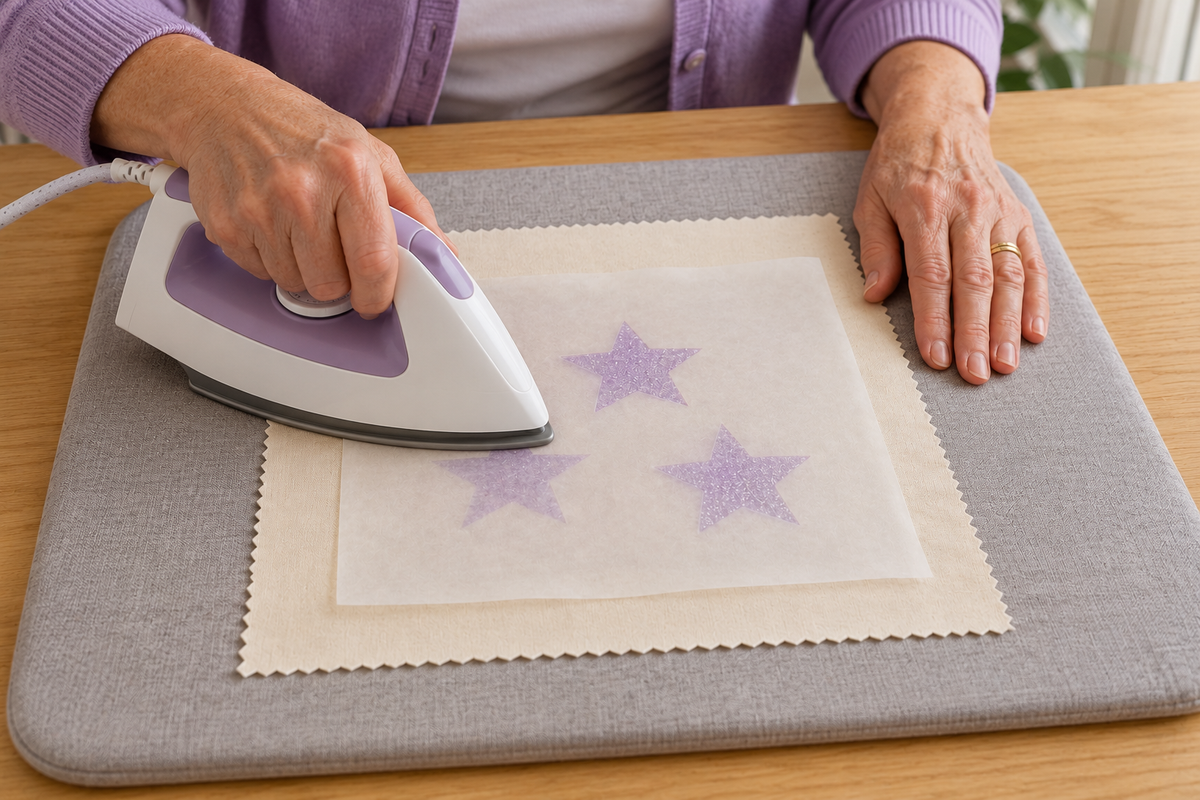 Step 3: heat-set dry Sparkle Paste under pressing paper