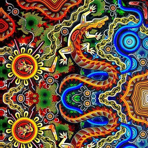 Spirit of the Bush III – Goanna Cotton Quilting Fabric - Everything Fabric