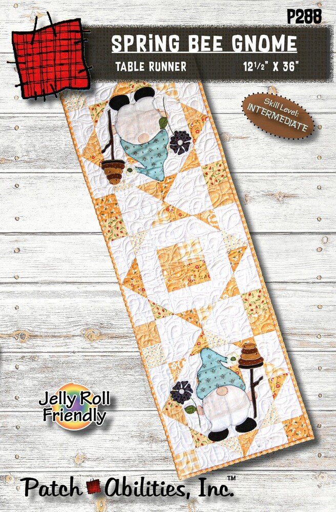 Spring Bee Gnome Applique Table Runner Pattern - Everything Fabric
