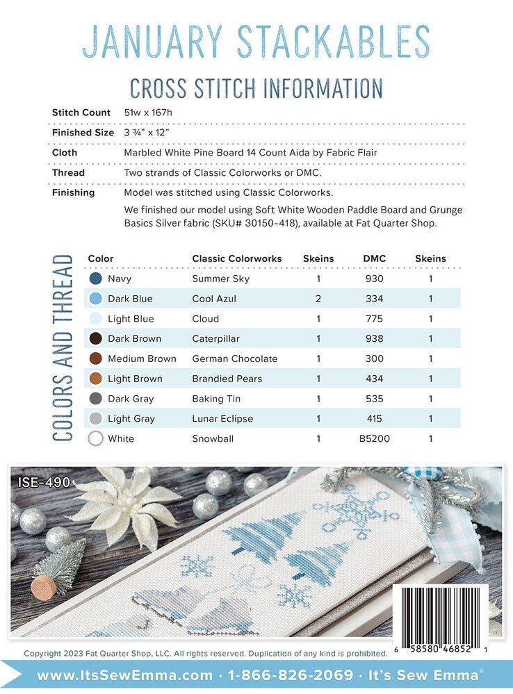 Stackables Cross Stitch Pattern - JANUARY - Everything Fabric