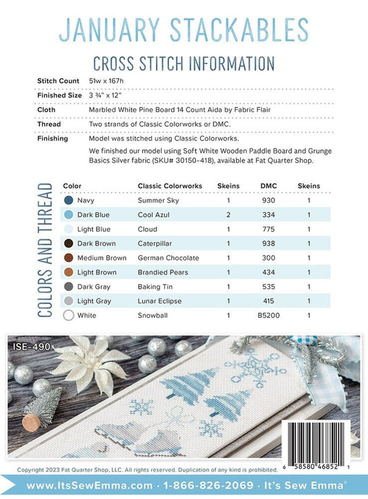 Stackables Cross Stitch Pattern - JANUARY - Everything Fabric