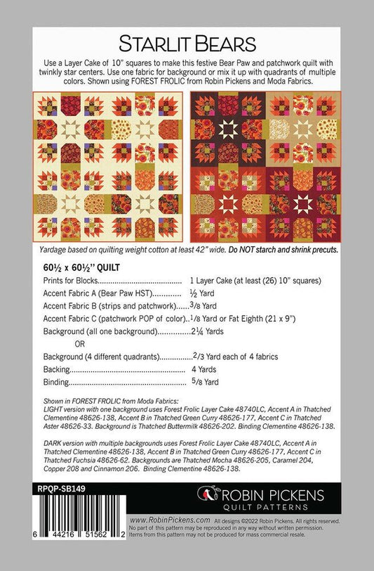 Starlit Bears Quilt Pattern - Everything Fabric
