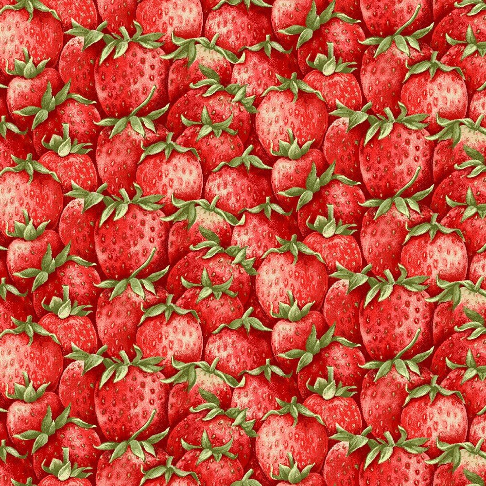 Strawberry Garden - Red Packed Strawberries - Everything Fabric