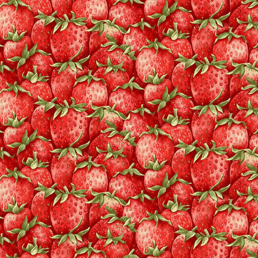 Strawberry Garden - Red Packed Strawberries - Everything Fabric