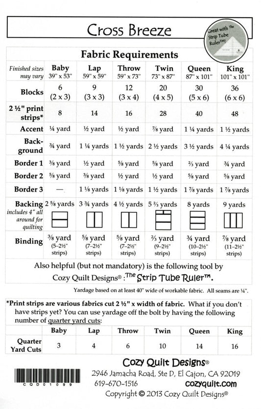 Strip Club - Cross Breeze Quilt Pattern - Everything Fabric