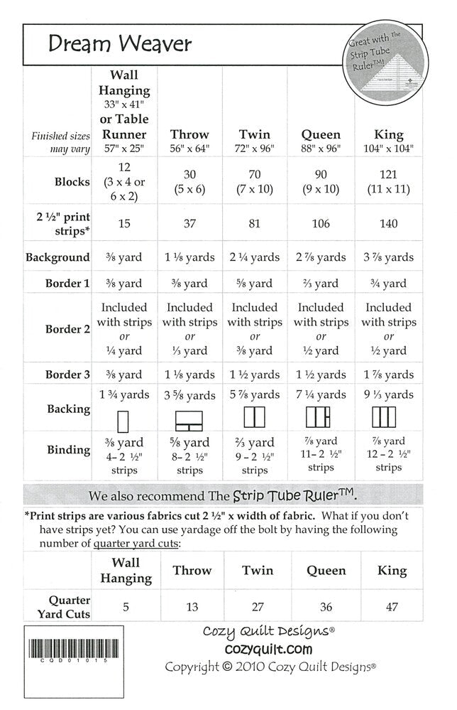 Strip Club - Dream Weaver Quilt Pattern - Everything Fabric