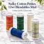 Sulky Cotton Petites 12wt Blendables 50yd | 30 Colours – representative colour choices