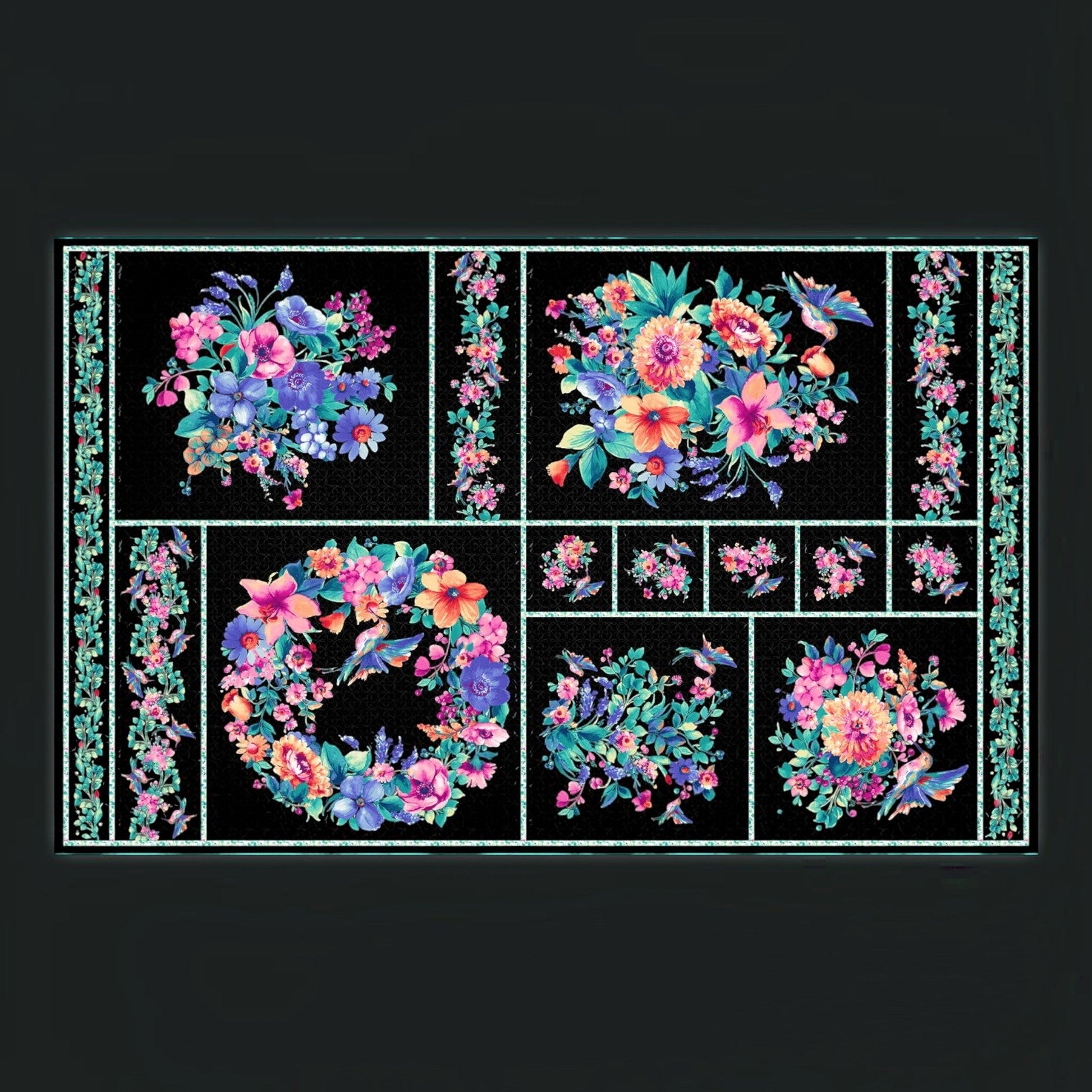 Summer Buzz - Black Panel 27in Wide - Everything Fabric