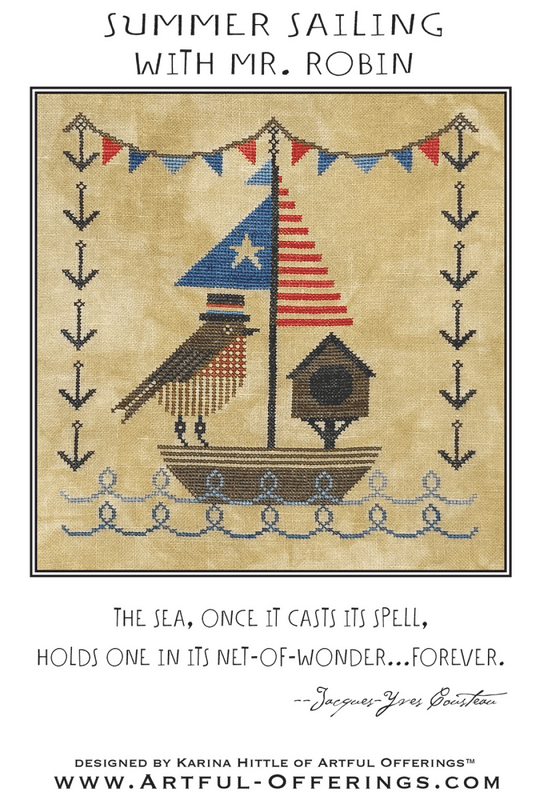 Summer Sailing With Mr. Robin Cross Stitch Pattern - Everything Fabric