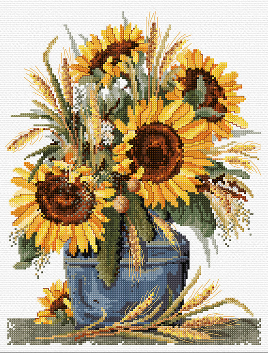 Sunflower Harvest Cross Stitch Pattern by Country Threads