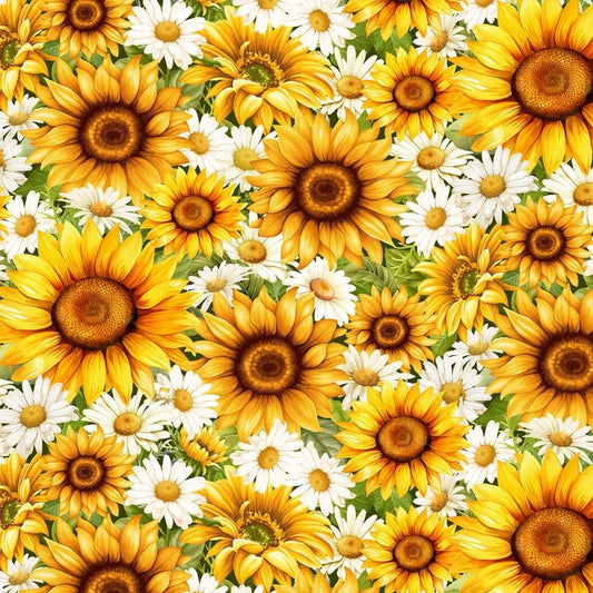 Sunflower Packed Daisies & Sunflowers - Everything Fabric