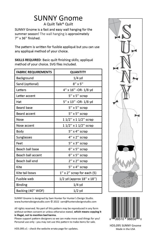Sunny Gnome Pattern - Everything Fabric