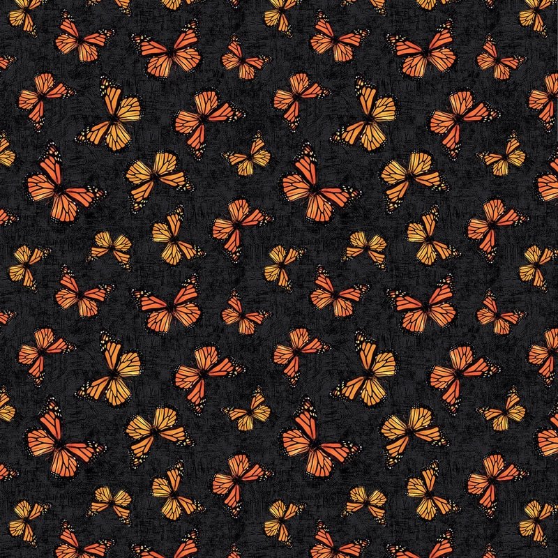 Sunshine Whispers - Black Butterfly Toss - Everything Fabric