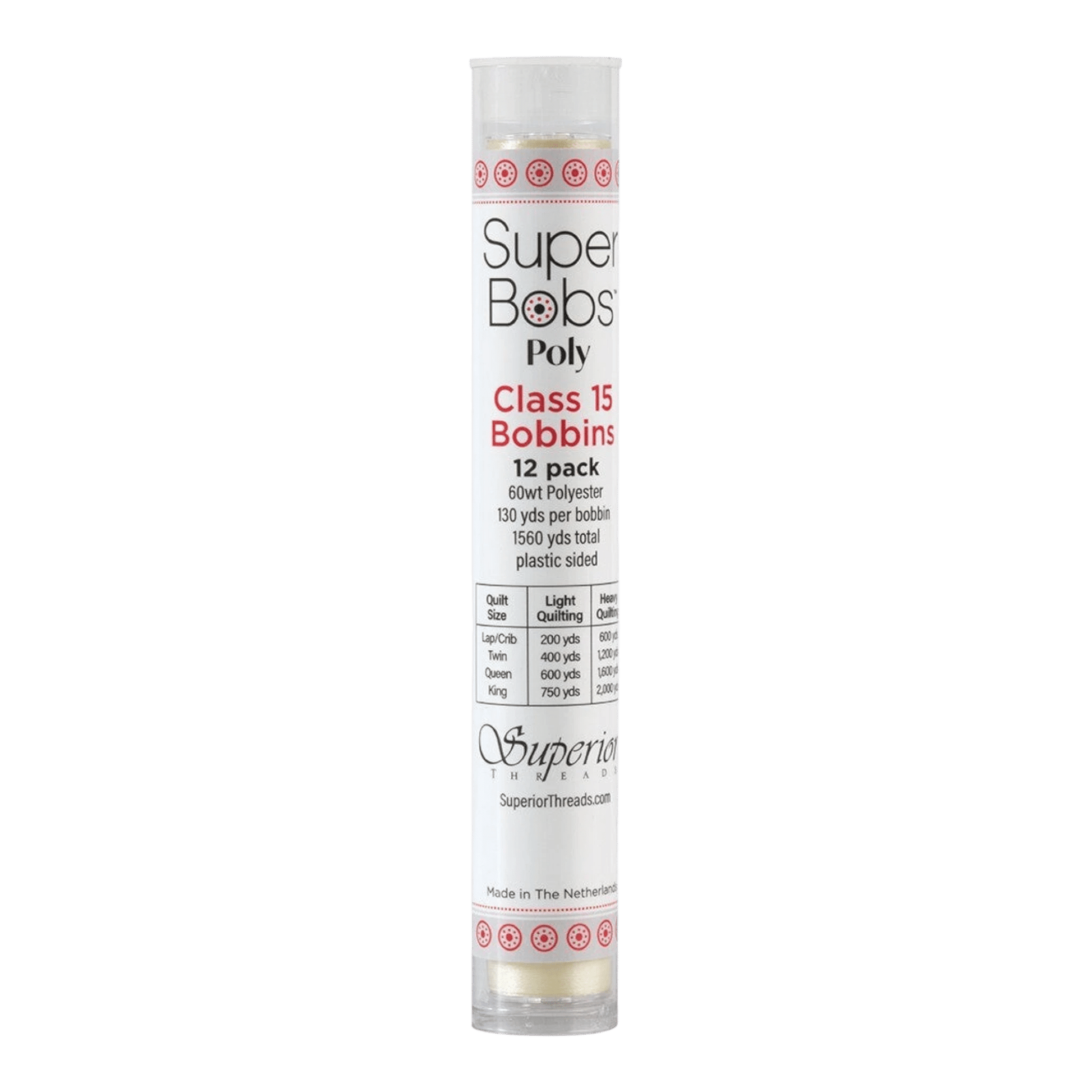 SuperBobs Polyester Bobbin 12pk Class 15 IVORY - Everything Fabric