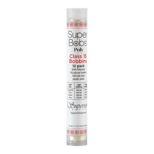 SuperBobs Polyester Bobbin 12pk Class 15 IVORY - Everything Fabric