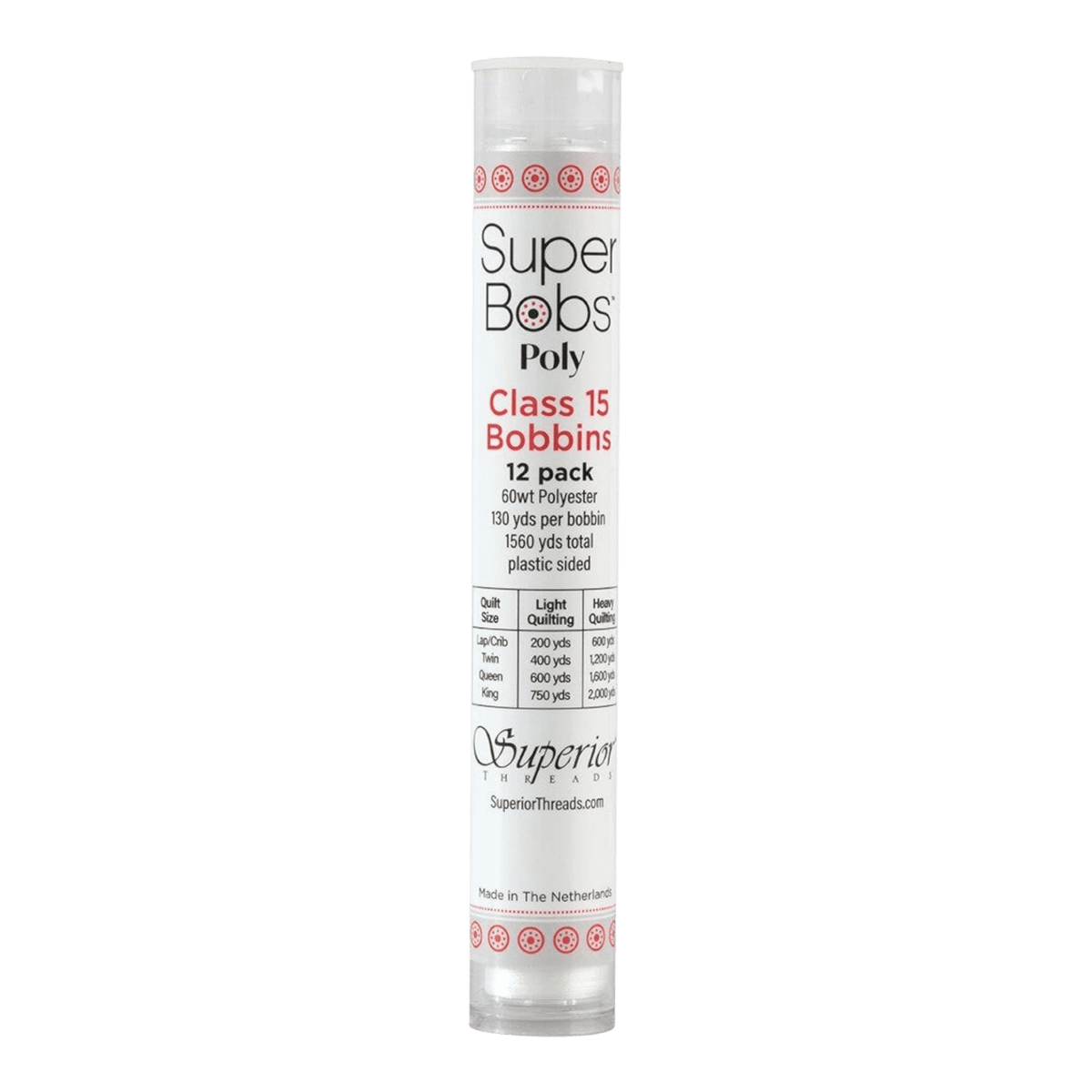SuperBobs Polyester Bobbin 12pk Class 15 Natural White - Everything Fabric