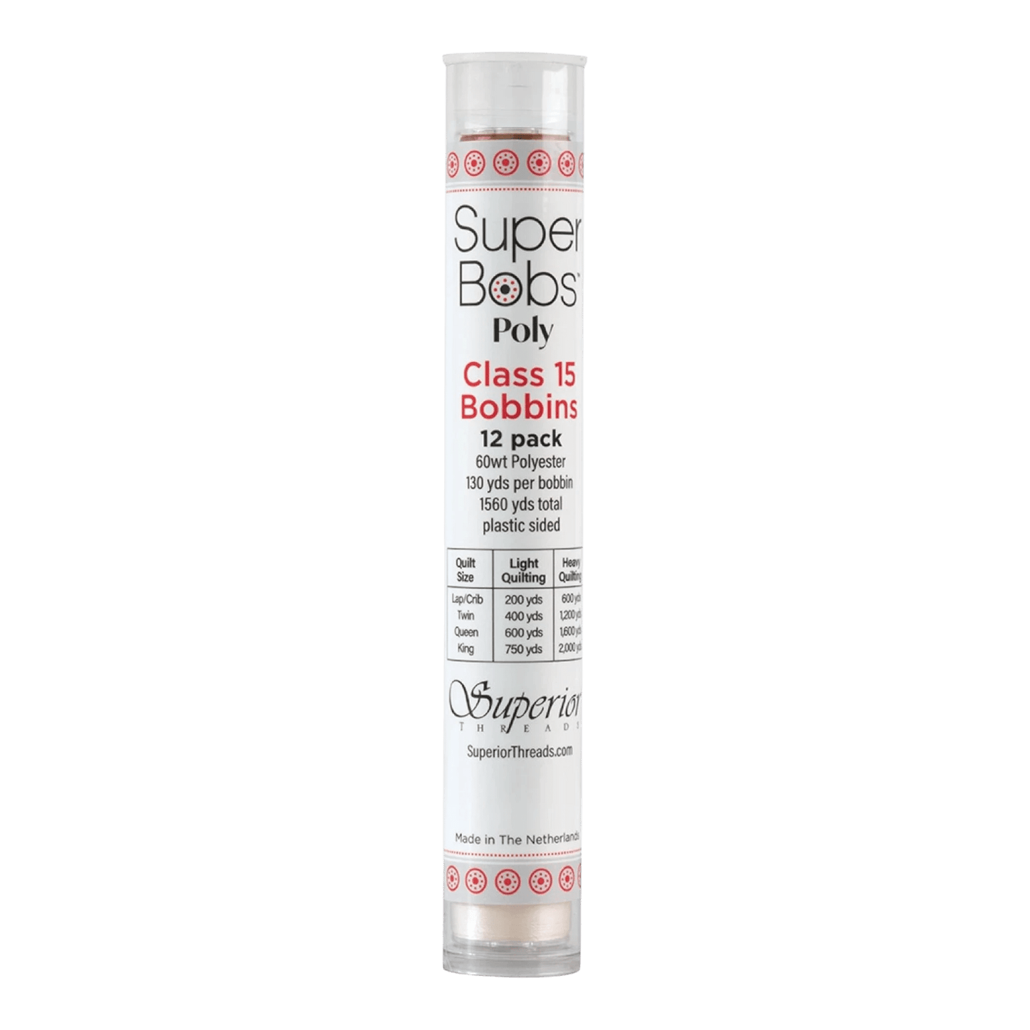 SuperBobs Polyester Bobbin 12pk Class 15 Neutral - Everything Fabric