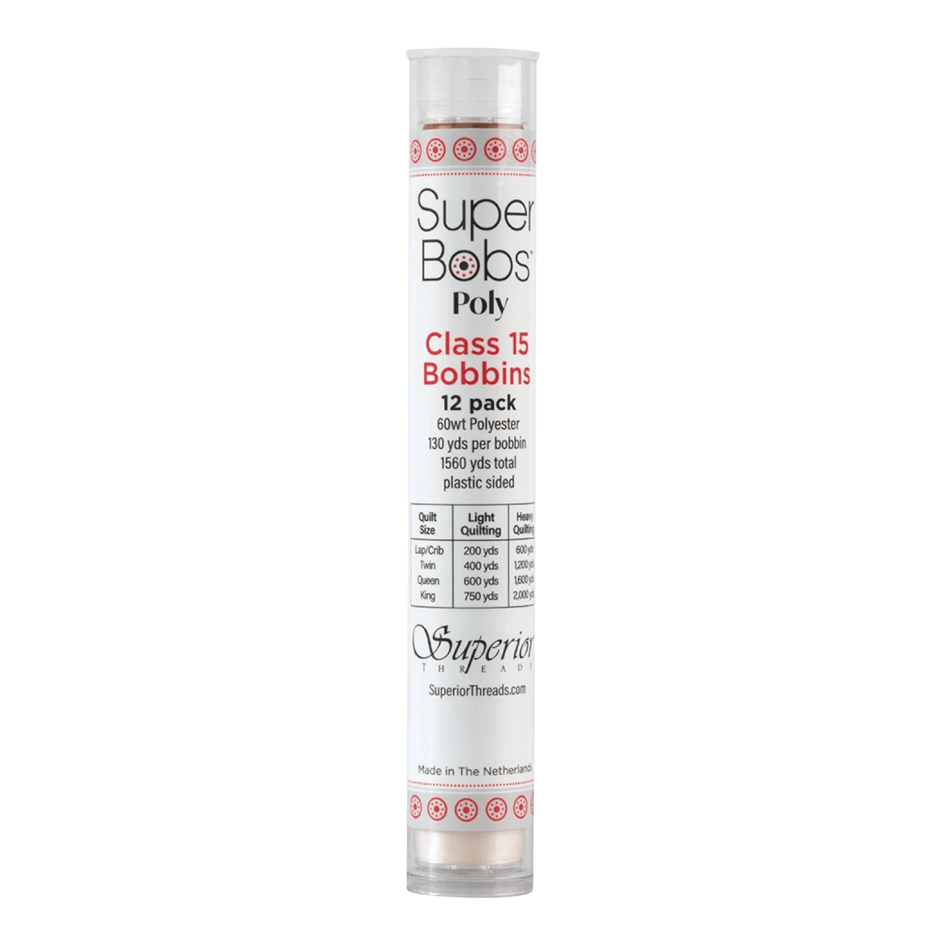 SuperBobs Polyester Bobbin 12pk Class 15 Neutral - Everything Fabric
