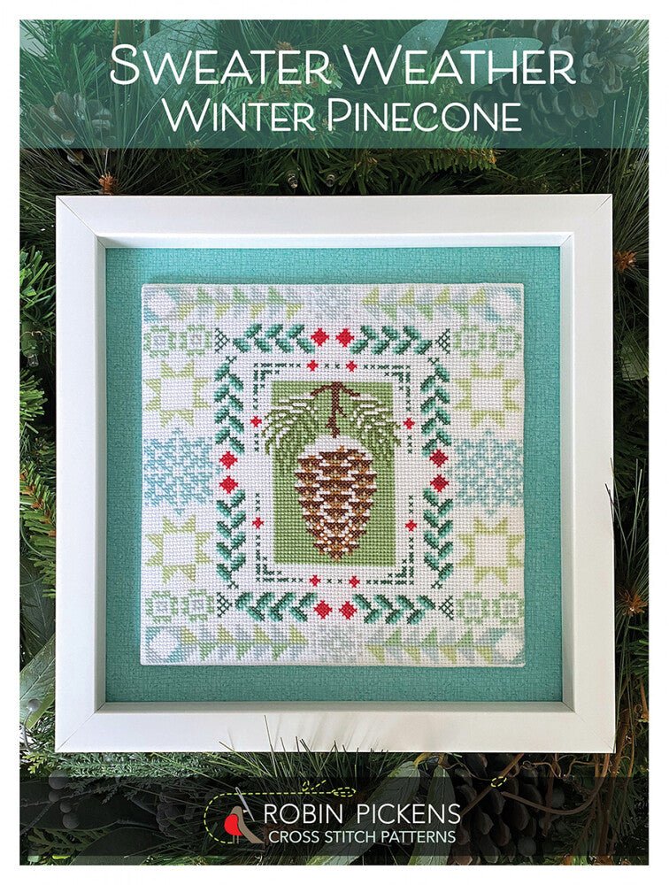 Sweater Weather: Winter Pinecone Cross Stitch Pattern - Everything Fabric
