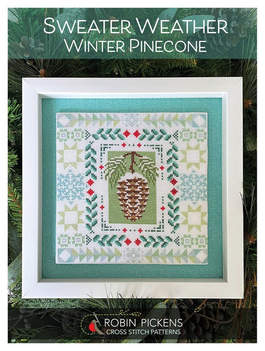 Sweater Weather: Winter Pinecone Cross Stitch Pattern - Everything Fabric
