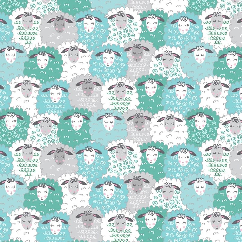 Sweet Little Lam - Cozy Lamb Aqua - Everything Fabric