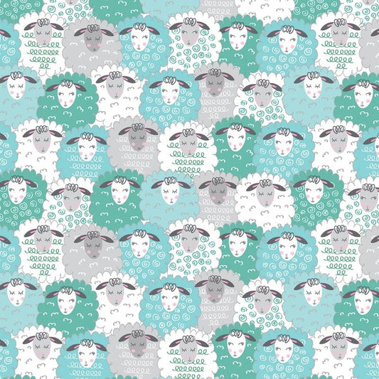 Sweet Little Lam - Cozy Lamb Aqua - Everything Fabric