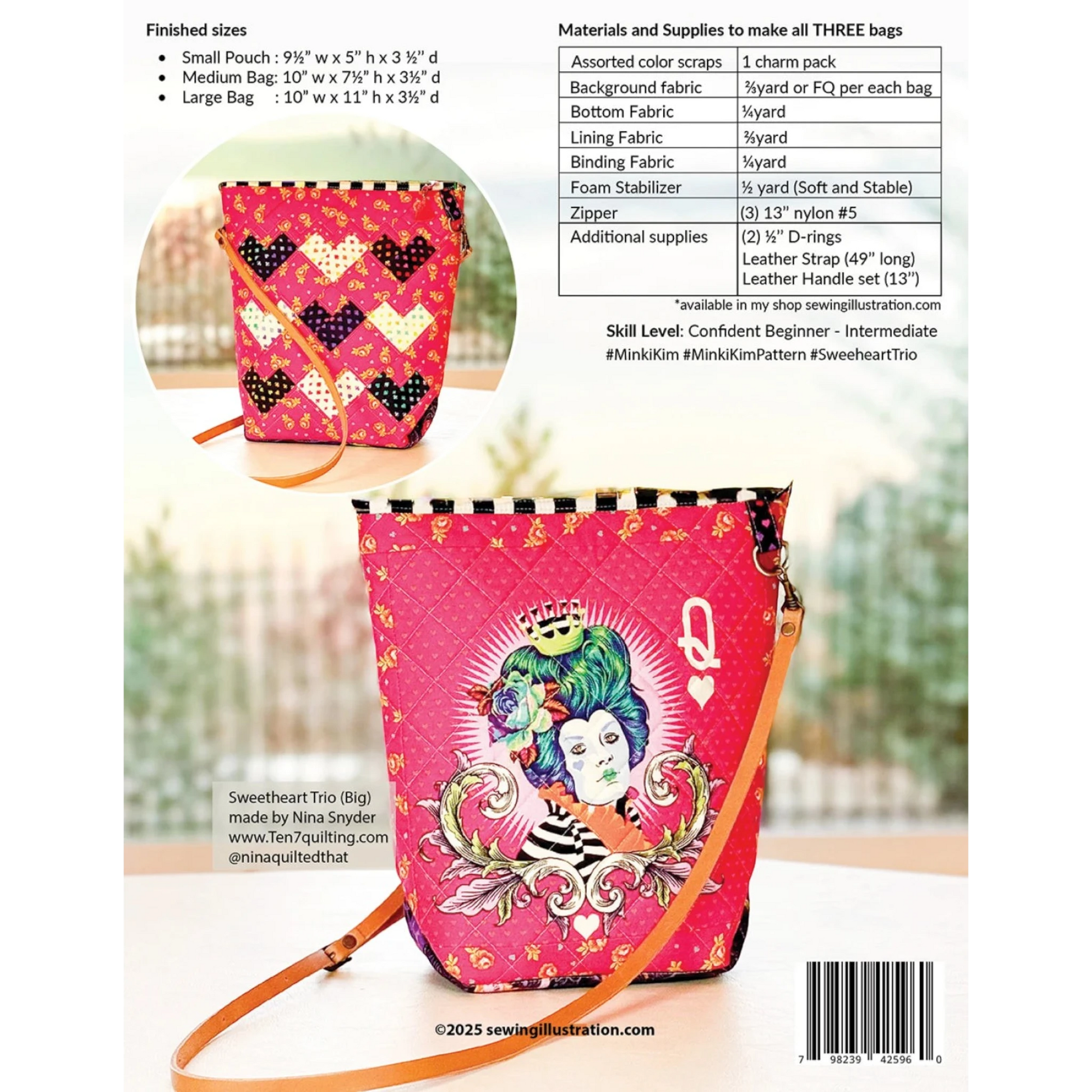 Sweetheart Trio Bag Pattern - Everything Fabric