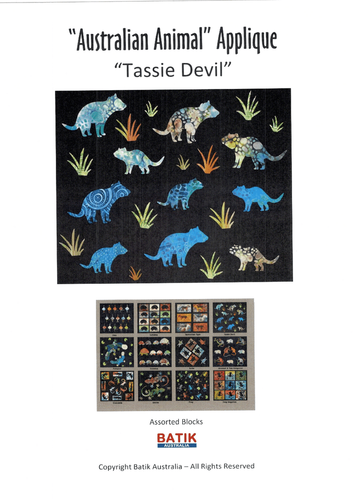Tassie Tiger & Devil Applique Pattern - Everything Fabric
