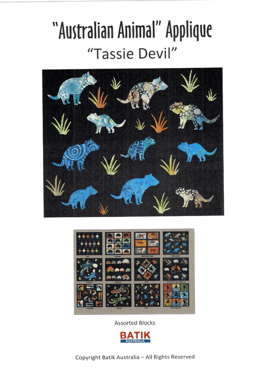 Tassie Tiger & Devil Applique Pattern - Everything Fabric