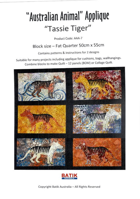 Tassie Tiger & Devil Applique Pattern - Everything Fabric