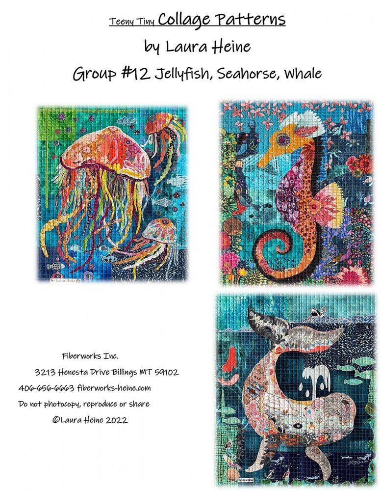 Teeny Tiny Group 12 Jellyfish Seahorse Whale - Everything Fabric