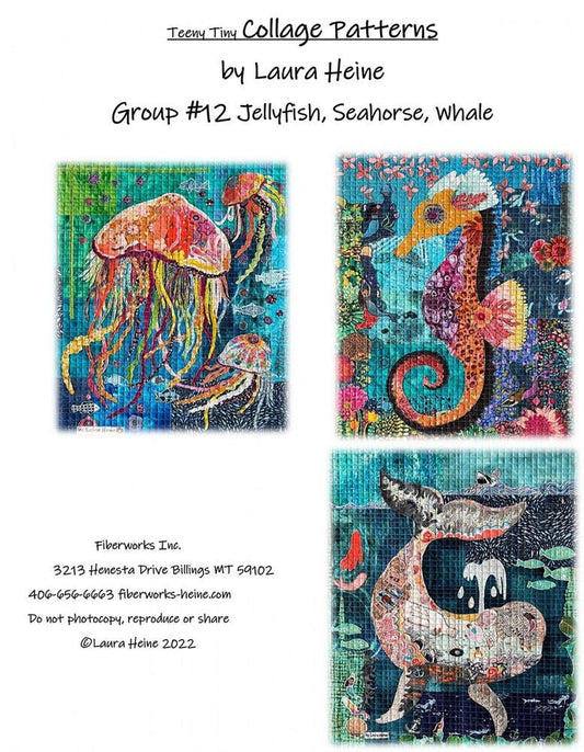 Teeny Tiny Group 12 Jellyfish Seahorse Whale - Everything Fabric
