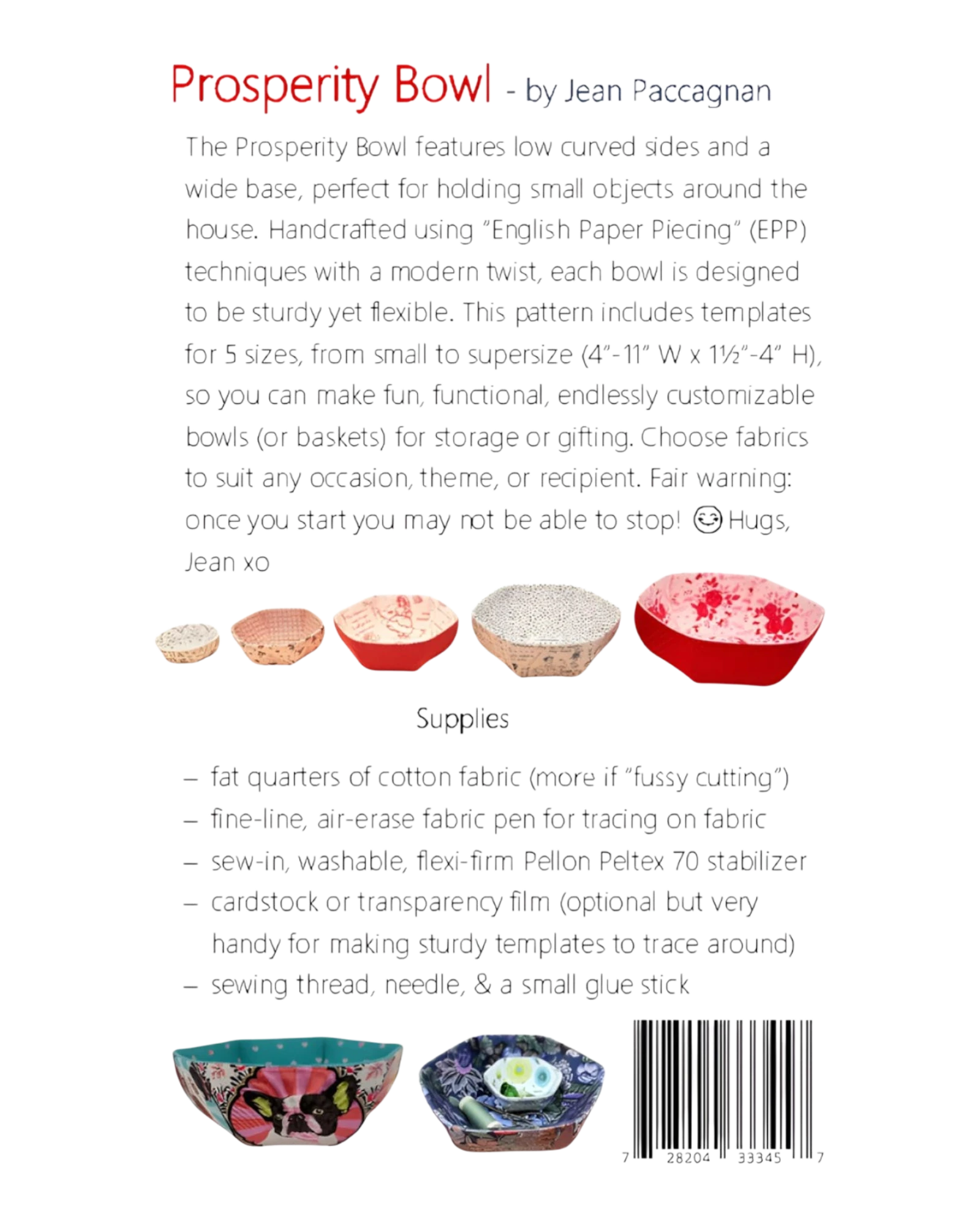 The Prosperity Bowl Pattern - Everything Fabric