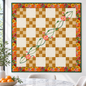The Woven Garden Irish Chain quilt pattern by Carrie Newman - Floral Gold with coral flowers and three woven green vines