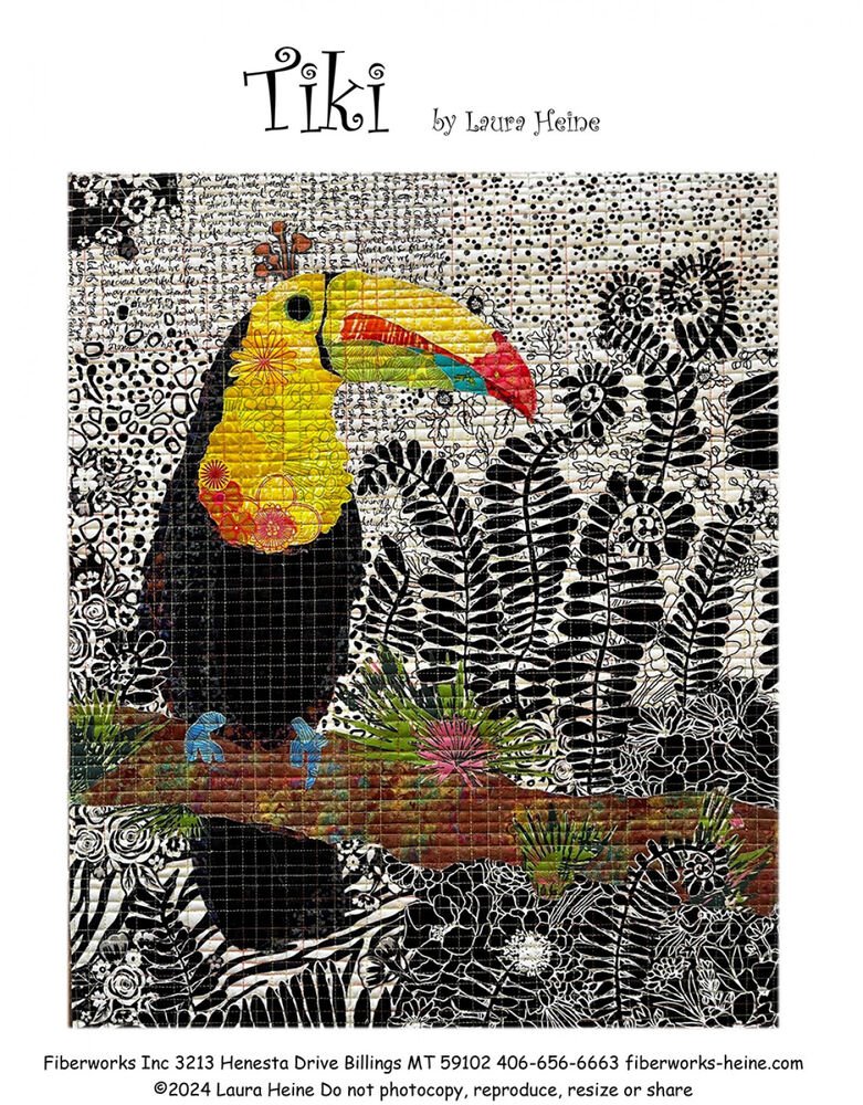 Tiki Toucan Collage Pattern by Laura Heine - Everything Fabric