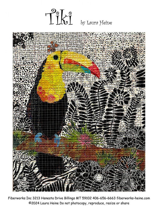 Tiki Toucan Collage Pattern by Laura Heine - Everything Fabric