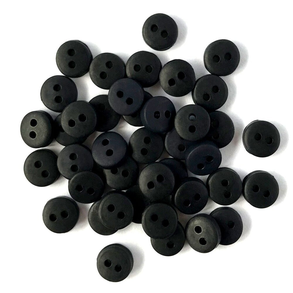 Tiny Round Black 6 mm Buttons - Everything Fabric