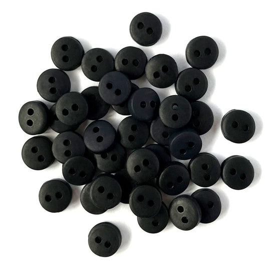 Tiny Round Black 6 mm Buttons - Everything Fabric