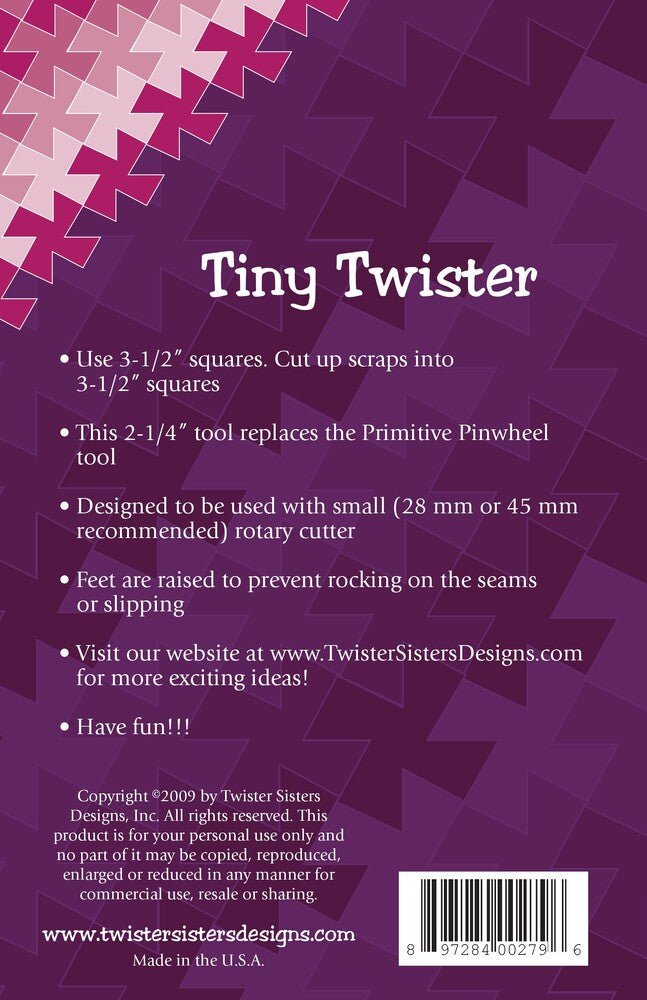 TINY Twister Pinwheel Template - 5 in - Everything Fabric