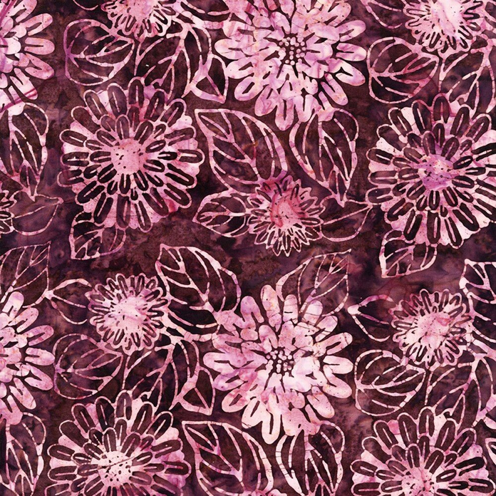 Tonga Batik - Large Cherry Dahlias - Everything Fabric