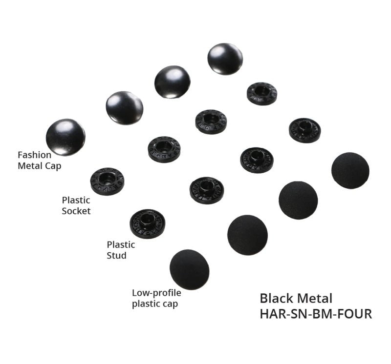 Tool-free Snaps - Set of Four - Black Metal - Everything Fabric