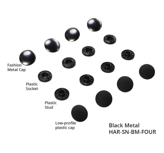 Tool-free Snaps - Set of Four - Black Metal - Everything Fabric