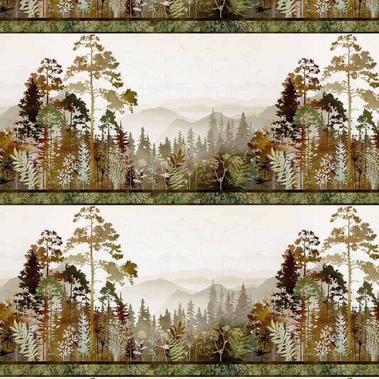 Tree Line - AUTUMN BORDER STRIPE - Everything Fabric