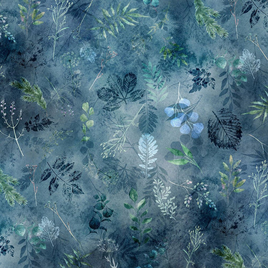 Tree Line - BLUE LEAF - Everything Fabric