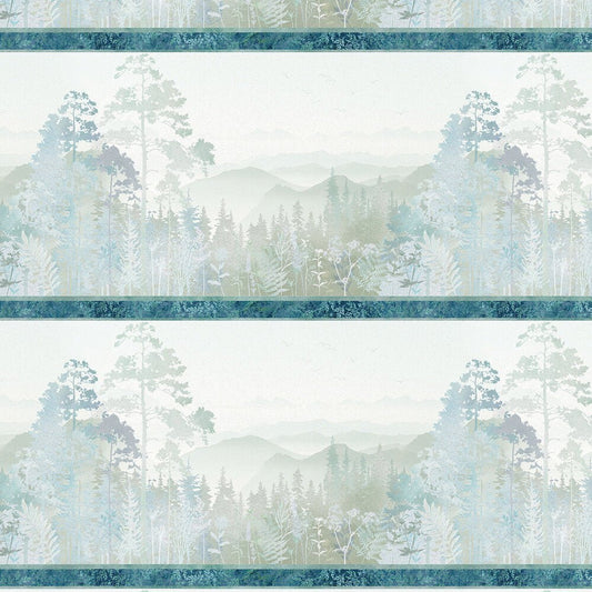 Tree Line - MIST BORDER STRIPE - Everything Fabric