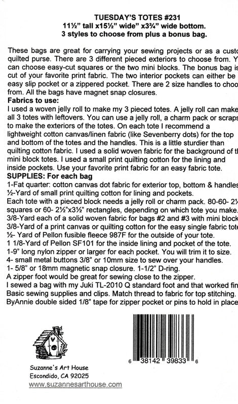 Tuesday's Totes Pattern - Everything Fabric