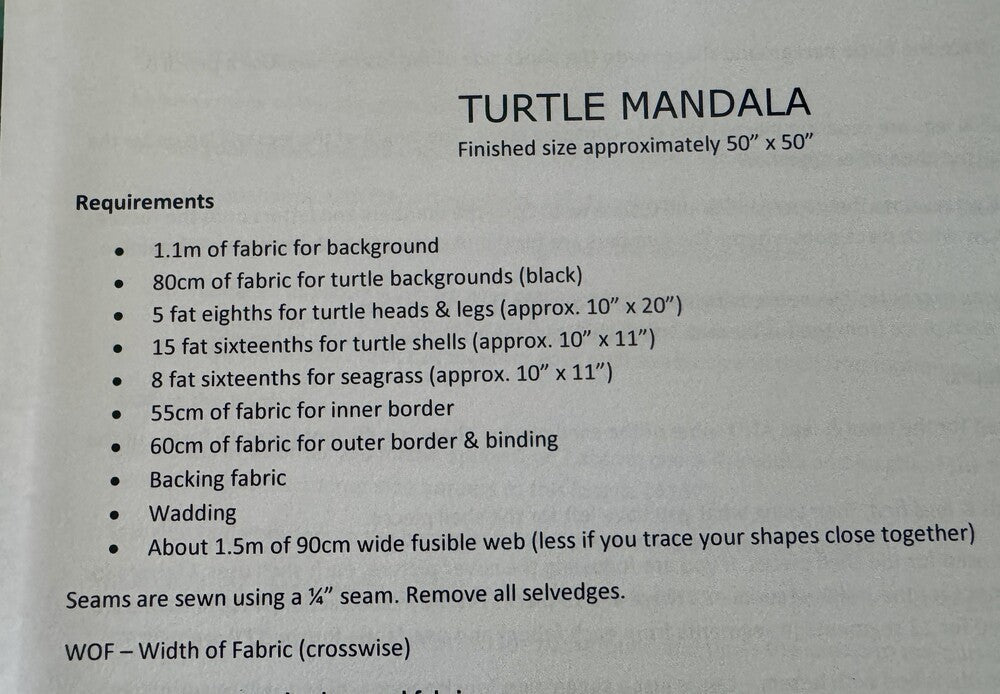 Turtle Mandala Applique Quilt Pattern - Everything Fabric