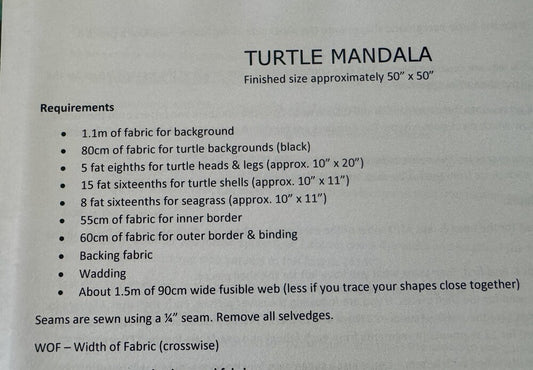 Turtle Mandala Applique Quilt Pattern - Everything Fabric